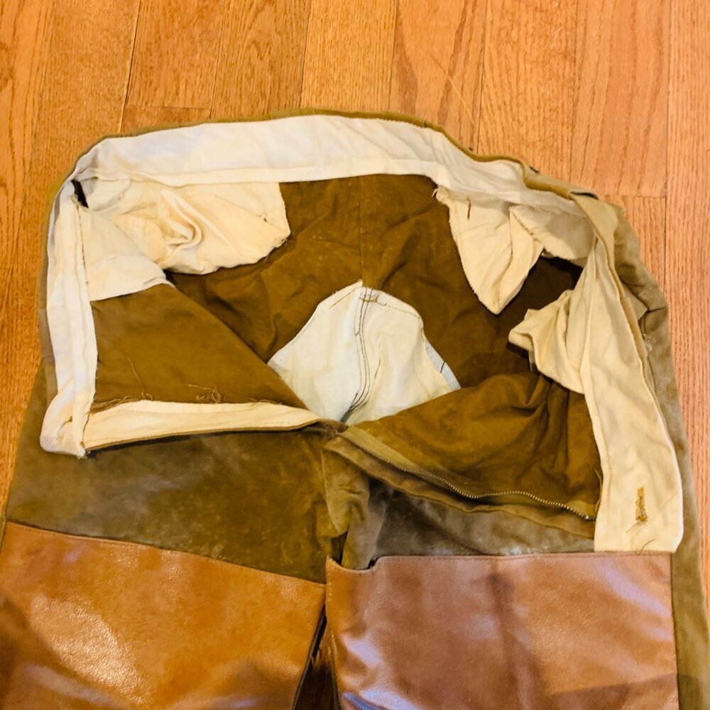VTG 50s Bullseye Bill Hunting Pants Water Repellent Leather 36x 30 - Picture 4 of 16